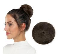 ISHEENY Human Hair Bun Extension,Small Drawstring Straight Updo Donut Chignon,Real Hair Fake Ballet Bun for Women & Girls,Messy Bun Hair Piece for Effortless Style (Dark Brown #2)