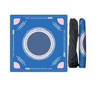 ishenkea Mahjong Learning Mat(33"X33")，Neoprene Mahjong Mat for Table，Non-Slip, Noise-Reducing Mahjong Table Mat for American (Blue)
