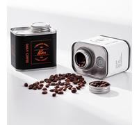 ISHEWUDU Airtight Coffee Container 2-Pack with Valve Seal Technology, Portable Coffee Bean Storage Canister for Home & Travel, Keep Coffee, Tea, Nuts Fresh (Black & White)