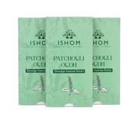 ISHOM Smudge Incense Bricks (15pcs + 1 Holder) | Made with Californian Leaves | Purify Your Home & Clear Negative Energy | Ideal for Meditation, Rituals, & Aromatherapy Use (Pack of 3, Patchouli Oudh)