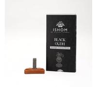 ISHOM Smudge Incense Bricks (15pcs + 1 Holder) | Made with Californian Leaves | Purify Your Home & Clear Negative Energy | Ideal for Meditation, Rituals, & Aromatherapy Use (Pack of 1, black oudh)