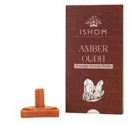ISHOM Smudge Incense Bricks (15pcs + 1 Holder) | Made with Californian Leaves | Purify Your Home & Clear Negative Energy | Ideal for Meditation, Rituals, & Aromatherapy Use (Pack of 1, amber oudh)