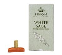 ISHOM Smudge Incense Bricks (15pcs + 1 Holder) | Made with Californian Leaves | Purify Your Home & Clear Negative Energy | Ideal for Meditation, Rituals, & Aromatherapy Use (Pack of 1, white sage)