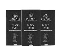 ISHOM Smudge Incense Bricks (15pcs + 1 Holder) | Made with Californian Leaves | Purify Your Home & Clear Negative Energy | Ideal for Meditation, Rituals, & Aromatherapy Use (Pack of 3, black oudh)