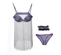 iSHOWcos Alice Ayres Closer Movie Stripper Cosplay Costume Women Tassel Sexy Dress Closer Natalie Portman Costume, Pink, Large