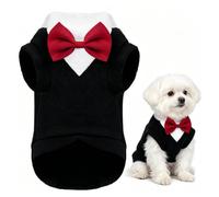 Ishua Pet Tuxedo Dog Suit with Bow Tie for Small Medium Dogs Cats