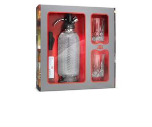 iSi Classic Soda Siphon gift set includes a removable measuring tube for cleaning & filling, secure neck threading & a pressure-regulating system for enhanced safety, 2 Glasses & 10 Soda Chargers