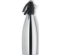iSi 1060 stainless Sodamaker Classic, 1.0 L, sparkling water bubbler with PEN bottle with stainless steel net, carbonic acid for water, soda maker, bar accessories in vintage look 106001 Silver