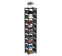 isightguard Narrow Shoe Rack, 10 Tier for Closet Entryway Tall Slim Vertical Shoe Rack for Small Spaces Shinky Shoe Organizer Space Saving Corner Shelf Shoe Tower