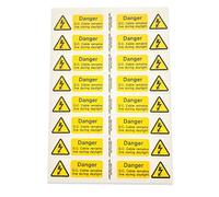 iSigns DC Cable Live Warning Labels - Pack of 32 Self-Adhesive Electrical Labels, 150x25mm, Over-Laminated, British HSE Standards Approved