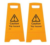 iSigns Floor Signs (Caution Trip Hazard) Free-Standing Danger Sign for Factories, Warehouses and More, A-Frame Site Safety Sign, 300x575mm Caution Sign (Pack of 2)