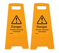 iSigns Floor Signs (Danger People Working Overhead) Free-Standing Danger Sign for Factories, Warehouses and More, A-Frame Site Safety Sign, 300x575mm Caution Sign (Pack of 2)