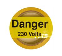 iSigns Hazard Warning Tape (Danger 230 Volts) - 1 Self-Adhesive Roll (48mm x 33m, Yellow & Black) - Danger Tape for Electrical Hazards, Laminated & Waterproof - UK Safety Sign Manufacturer Since 1994
