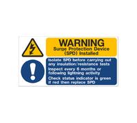 iSigns IS10710SA Industrial Signs Warning Surge Protection Device Label 100mm x 50mm Self Adhesive Vinyl (Pack of 10)