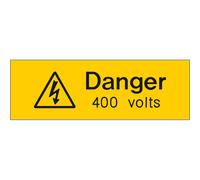 iSigns IS1205EN Industrial Signs Danger 400 Volts Label 75mm x 25mm Self Adhesive Rigid Engraved Traffolyte (Pack of 5)