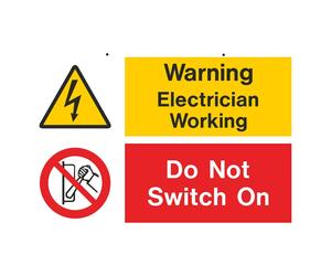 iSigns IS1301RP Industrial Signs Do Not Switch On Electrician Working Label 150mm x 225mm Rigid PVC