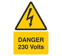 iSigns IS1910SA Industrial Signs Danger 230 Volts Label 75mm x 75mm Self Adhesive Vinyl (Pack of 10)