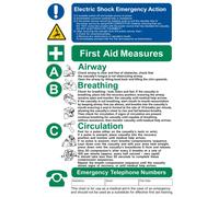 iSigns IS2401RP Industrial Signs Electric Shock/First Aid Notice Label A3 Self Adhesive Rigid PVC