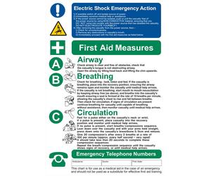 iSigns IS2401RP Industrial Signs Electric Shock/First Aid Notice Label A3 Self Adhesive Rigid PVC