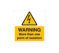 iSigns IS6810SA Industrial Signs Warning More Than One Point Of Isolation Label 75mm x 75mm Self Adhesive Vinyl (Pack of 10)