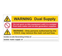 iSigns IS8110SA Industrial Signs Dual Supply Notice Label 130mm x 60mm Self Adhesive Write On Vinyl (Pack of 10)