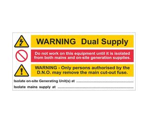 iSigns IS8110SA Industrial Signs Dual Supply Notice Label 130mm x 60mm Self Adhesive Write On Vinyl (Pack of 10)