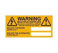 iSigns IS9410SA Industrial Signs Warning Multiple Supply Label 130mm x 60mm Self Adhesive Vinyl (Pack of 10)
