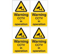 iSigns IS9604WS Industrial Signs Warning CCTV In Operation Label 75mm x 110mm Self Adhesive To Face Window Sticker (Pack of 4)
