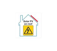 iSigns Warning Signs (Solar PV On Roof), Pack of 10, 100x100mm, Over-Laminated Self-Adhesive Safety Sticker, British HSE Standards Approved