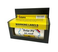 iSigns Warning Signs (Solar PV On Roof), Pack of 100 Labels on a Roll, 100x100mm, Over-Laminated Self-Adhesive Safety Sticker, British HSE Standards Approved