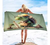 ISILA Dinosaur beach towel, kids dinosaur towel, microfiber bath towel, poncho, bathrobe, fast drying beach blanket, sand resistant towel