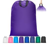Isink Extra Large Heavy Duty Laundry Bag, 28" x 40", Purple, Nylon, Drawstring Closure, Travel, Camp, College Dorm, Laundry Room