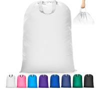 Isink Extra Large Heavy Duty Laundry Bag - 28" x 40", Travel Laundry Bag for Dirty Clothes, Camping (White)