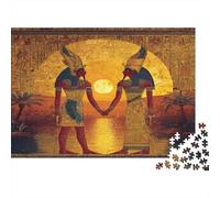 Isis And Osiris Facing The Sunrise over The Nile Jigsaw Puzzles Challenge Toy Educational Games Home Decoration for Adults& Teenager Age 14 Years Up 38x26cm/1000pcs