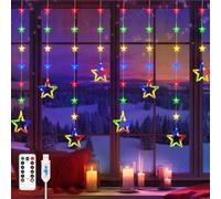 Isisyu Christmas Star Window Lights, 2M 48 Stars 80 LED Curtain Fairy Lights with Remote, Timer, 8 Modes, Dimmable, USB Powered String Lights for Window, Bedroom, Party, Christmas Decorations