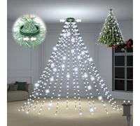 Isisyu Christmas Tree Lights, 480 LED 3M x 16 Lines Xmas Tree Lights Plug in with 8 Modes/Timer/Memory, Waterproof Cold White Christmas Decoration Fairy Lights Easy to Install for 6-12ft Tree