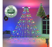 Isisyu Christmas Tree Lights, 480 LED 3M x 16 Lines Xmas Tree Lights Plug in with 8 Modes/Timer/Memory, Waterproof Multicoloured Christmas Decoration Fairy Lights Easy to Install for 6-12ft Tree