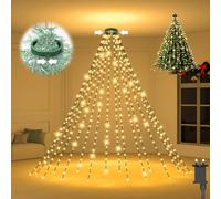 Isisyu Christmas Tree Lights, 480 LED 3M x 16 Lines Xmas Tree Lights Plug in with 8 Modes/Timer/Memory, Waterproof Warm White Christmas Decoration Fairy Lights Easy to Install for 6-12ft Tree