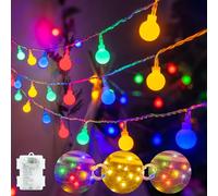 Isisyu Colour Changing Globe Fairy Lights, 3M/9.8ft 20 LED Warm White Multicoloured Globe String Lights Battery Powered with 12 Modes, Timer for Christmas, Wedding, Balcony, Garden, Camping