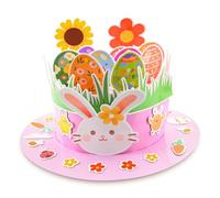 Isisyu Easter Bonnet Kit, Make Your Own Easter Bonnet Hat with Double-Sided Pattern of Easter Eggs, Flowers, Grass, Three-Dimensional Design, Easter Bonnet Decorations DIY Craft Kit for Easter Parade