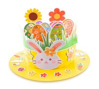 Isisyu Easter Bonnet Kit, Make Your Own Easter Bonnet Hat with Double-sided Pattern of Easter Eggs, Flowers, Grass, Three-dimensional Design, Easter Bonnet Decorations DIY Craft Kit for Easter Parade
