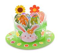 Isisyu Easter Bonnet Kit, Make Your Own Easter Bonnet with 3D Reversible Design, DIY Easter Hat Craft Set for Kids, Easter Bonnet Parade, School Competitions, Includes Easter Eggs, Bunnies, Flowers