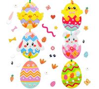 Isisyu Easter Crafts for Kids, 12 Pack Easter Arts and Crafts Egg Bunny Chick with Self Adhesive Stickers to Make Your Own Decorations Kits for Boys Girls Toddlers Children Activities