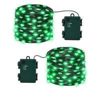 Isisyu Pack of 2 Halloween Fairy Lights Battery, 5 m 50 LED Green Micro Fairy Lights Battery Operated with Timer, IP65 Waterproof Halloween Decoration Outdoor for Fireplace, Tree, Room, Garden