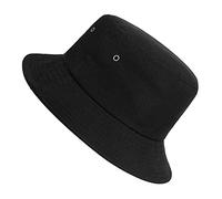ISIYINER Unisex Cotton Bucket Hat Fishing Hat with Rounded Edges Breathable for Hiking Outdoor Fishing Black, Black, One Size
