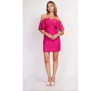 iSKA Pink Lace Bardot Mini Dress Little Mistress Pink 10