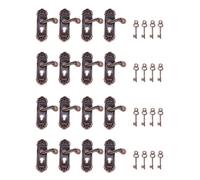 ISKDJBJG 16Pcs Doll House Door Lock 1:12 Alloy Retro House Miniature Door Lock Doll House Furniture Right Handle Lock Key Scene
