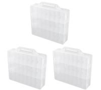 ISKDJBJG 3X 48 Cells 2 Layer Nail Polish Organizer Portable Clear Nail Supplies Needlework Storage Box Adjustable Storage Case