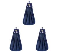 ISKDJBJG 3X Hand Towel for Kitchen Bathroom Coral Velvet Microfiber Quick Dry Absorbent Cleaning Cloths Bath Terry Towels-Blue