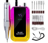 ISKDJBJG 45000RPM Rechargeable Nail Drill Machine Electric Nail Drill Sander Low Noise Manicure Machine Pink